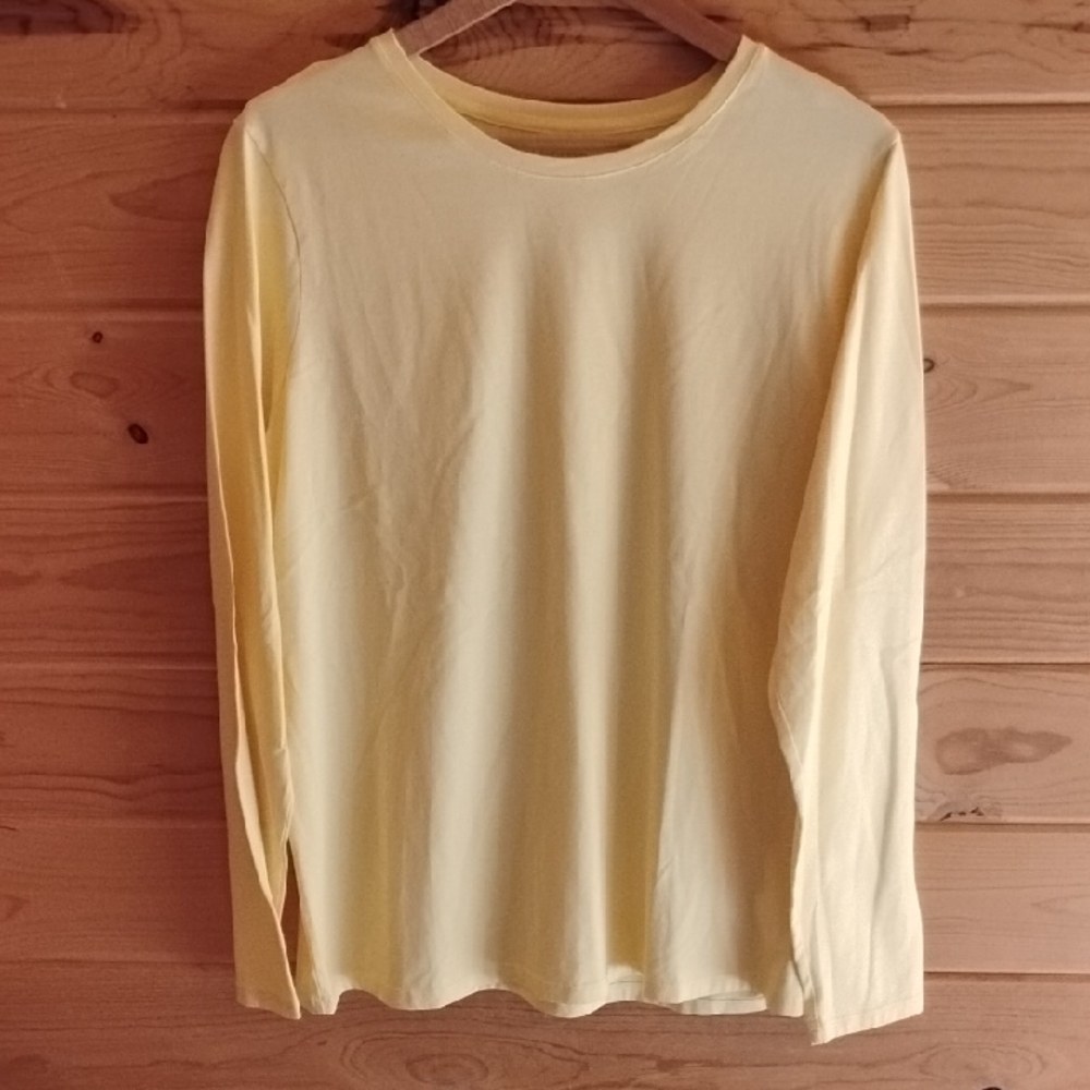 Lands' End Relaxed Fit Large Yellow Long Sleeve Shirt